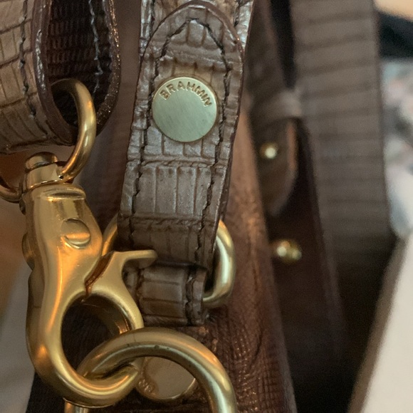 Brahmin Leather Satchel, Glossy taupe/brown. Retail $ 325. Excellent condition. - Picture 3 of 8